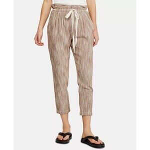 Free People Light at Sunrise Pants Womens 2 Brown Stripe Relaxed Fit Drawstring